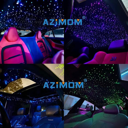 AZIMOM 16W Twinkle & Sound Activate 550pcs*0.03in*9.8ft Fiber Optic Starlight Headliner Kits for Car Home Star Ceiling Sky Decoration, APP& Remote Control Light Engine End Glow Fiber Strands