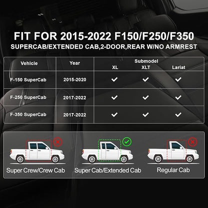 coverdream F150 Seat Covers for 2015-2020 Ford F150 SuperCab XL/XLT/Lariat & 2017-2022 F250/F350 SuperCab XL/XLT/Lariat,2-Door,Fully Covered,Waterproof Leather Seat Protector(Full Set,Black & Grey)