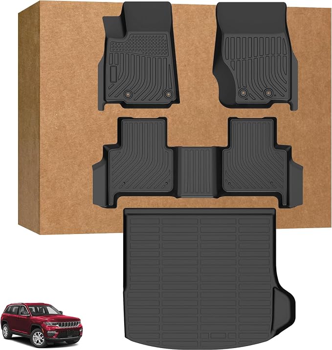 Floor Mats & Cargo Mat for Jeep Grand Cherokee 2022-2025, Grand Cherokee Laredo/Overland/Limited/Trailhawk/Summit Reserve/Summit/Altitude,ONLY 5 Seat,NOT WK or L or 4xe, TPE Grand Cherokee Accessories