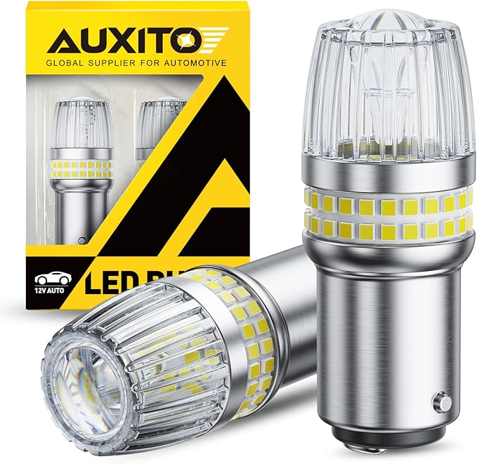 AUXITO Latest 1157 LED Bulb White Reverse Lights, 700% Brighter 2057 2357 7528 BAY15D LED Bulbs with Projector for Backup Parking Tail Brake Signal Marker Daytime Running Light, Pack of 2