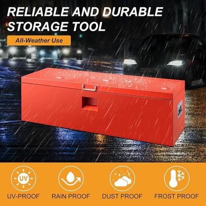 48" Truck Tool Box,Heacy Duty Metal Storage Organizer with Strong locking tongue,Trailer Tongue Box with Safe Hinge, for Truck,Pickup,RV,Garage,Best gift for family and friend,Red Power Coating