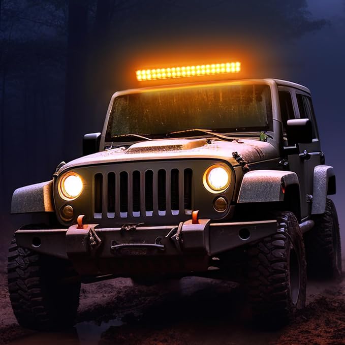 Nilight LED Light Bar 20 Inch 126W Spot Flood Combo Amber Beam Off Road Lamp Fishing Hunting Emergency Deck Work Lighting for Trucks UTV Pick-up Van Boat Tractor