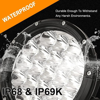 BIGLIONX Round LED Offroad Lights 7inch 2pcs 210W 32000LM LED Off Road Light Super Bright Amber Offroad Lights Driving Light Spot Light Bar with Wiring Harness IP68 for Trucks Pickup ATV UTV SUV