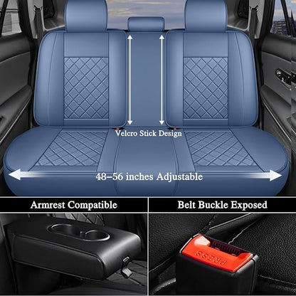 otoez Car Seat Covers Full Set, Blue Leather Seat Cover 5 Seat, Waterproof Automotive Front & Rear Seat Cushion Protector Full Coverage for Most Cars Sedens Trucks SUVs Vans (Blue)