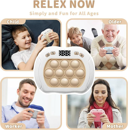 Intoypad Pop Game Light Up Fidget Toy for Kids, 6 Modes LED Screen Quick Push Game Controller Electric Fidget Popper Car Games Quick Push Bubble Games Birthday Toys for Kids White