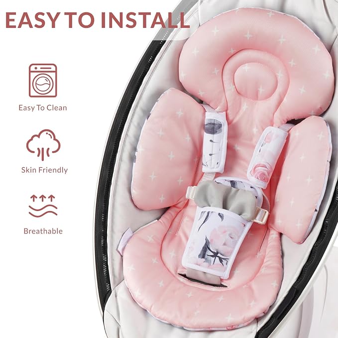 Generic Infant Car Seat Insert Compatible with Mamaroo Swing & Graco Swing and Infant Car Seat, Newborn Insert Baby Head Body Support, Reversible Design, Breathable Soft Fabric, 1Pcs - Pink Floral