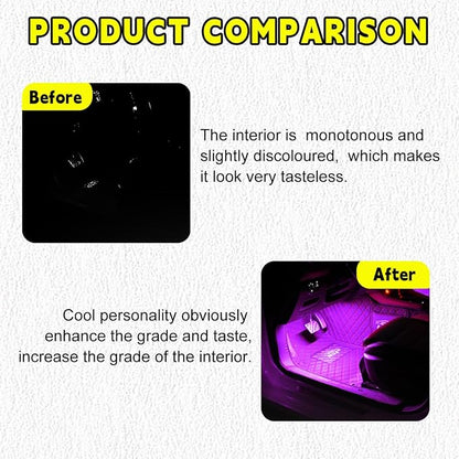Car LED Strip Light, 48 LEDs RGB Neon Interior Atmosphere Lights, 12V Under Dash Ambient Night Light, USB Port Auto Interior Decorative Lamp, Universal Car Accessories (Pink Purple)