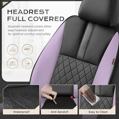 Coverado Car Seat Covers Full Set, Automotive Leather Seat Covers for Car，Universal Fit Front Back Seat Cover, Non-Slip Waterproof Breathable Car Seat Protector