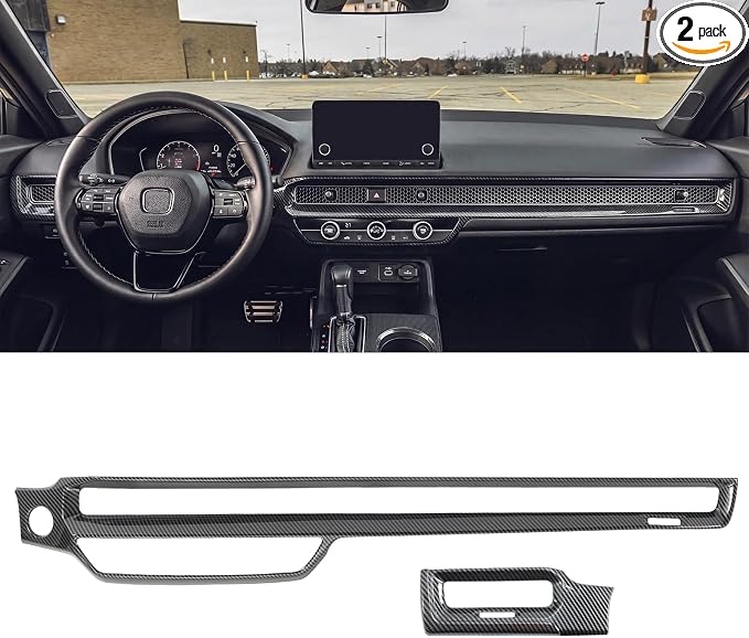 Carbon Fiber Center Console Dashboard Panel Cover AC Air Vent Cover Compatible with 2022-2026 11th Gen Honda Civic
