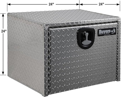 Buyers Products 1705130 Diamond Tread Aluminum Underbody Truck Tool Box, 24 x 24 x 24, Made in USA, .100 in. Thick, Corrosion-Resistant, Locking Compression Latch – Secure Storage for Work Trucks