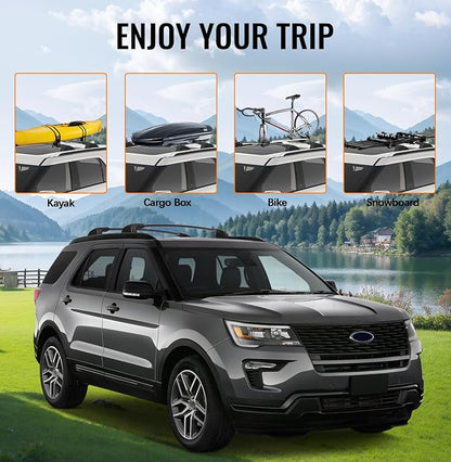 Roof Rack Cross Bars 300lbs Compatible with Ford Explorer 2016 2017 2018 2019 Limited/XLT/Sport/Platinum Heavy Duty Aluminum Lockable Roof Rails Crossbars Rooftop Cargo Carrier Luggage
