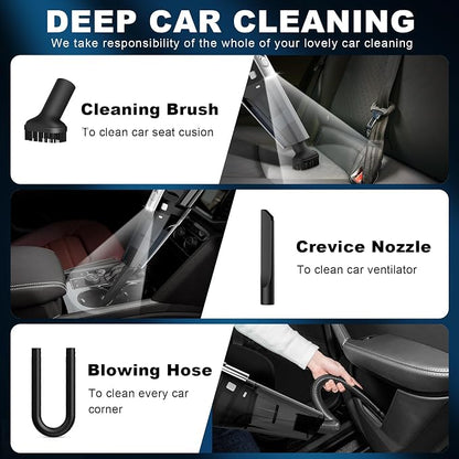 DRECELL Car Vacuum, Portable Vacuum Cleaner with Powerful 7000PA Suction, DC 12V Power 16.4Ft Cord Wired Vacuum Cleaner, LED Light, Car Accessories for Men/Women, Black