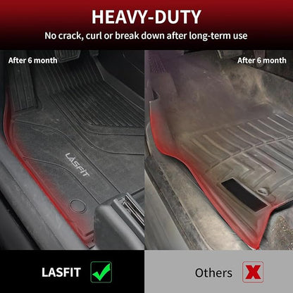 LASFIT Floor Mats for Hyundai Ioniq 5 2024 2023 2022 Only Movable Console (Limited Models), Custom Fit TPE All Weather Floor Liners 1st & 2nd Row Car Mats for Ioniq 5 Slide Console Version, Black