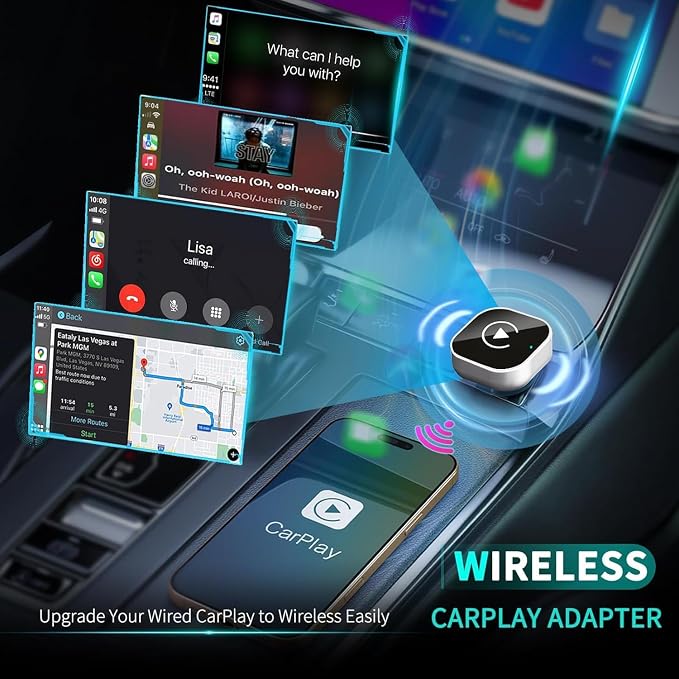 Wireless CarPlay Adapter for iPhone, Apple CarPlay Wireless Converter | 2026 Upgrade Plug & Play Mini USB CarPlay Dongle, Fast Stable Connection for Wired CarPlay Cars