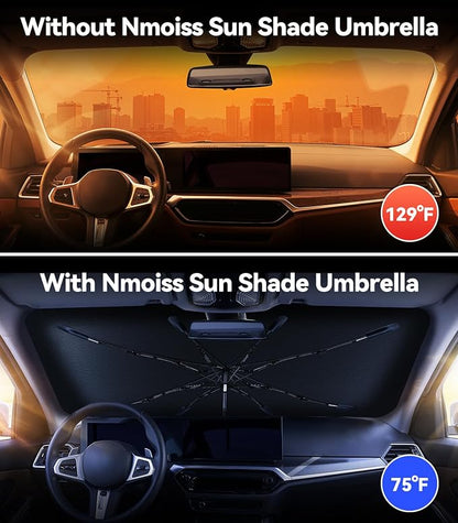 Nmoiss Windshield Sun Shade Umbrella for BMW - [Vinyl Coating Heat Shield] Protect Car from Sun Rays & Heat Damage Keep Cool and Protect Interior CX01-N2-T-BMW