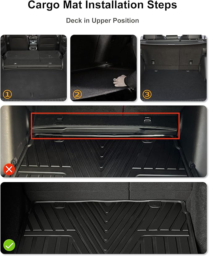 3W Floor Mats & Cargo Liner Fit for Honda CR-V 2017-2022(Not Fit for Hybrid), All Weather TPE Custom Fit Floor Liner 1st, 2nd Row and Full Set Trunk Car Mats Black
