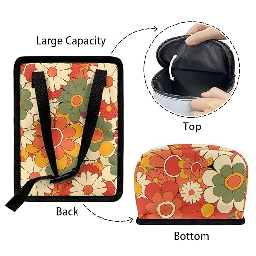 Y2K Hippie Daisy Flower Print Car Trash Can with Lid Accessories for Women Aesthetic Boho Portable Trash Bin Hanging Back of Seat Collapsible Leak Proof Multipurpose Vehicle Garbage Can