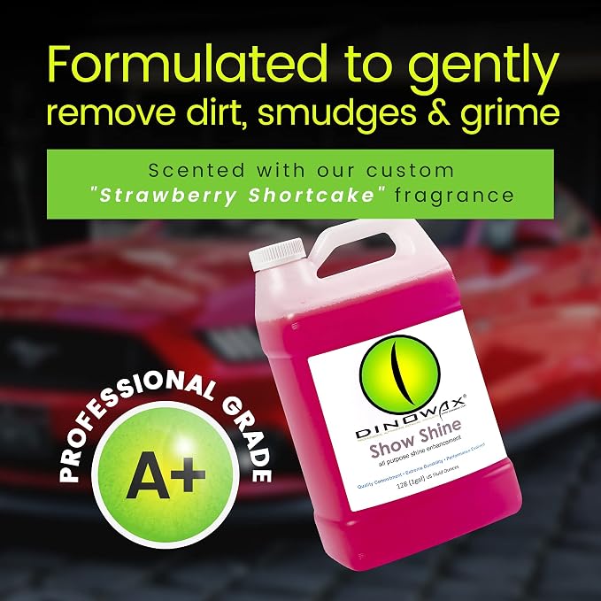 Show Shine, All Purpose Shine Enhancement, Car Wash Detail Spray, Car Detailer Spray, Car Detailing Supplies, Strawberry Shortcake Scent, Clean Collection, 128 oz