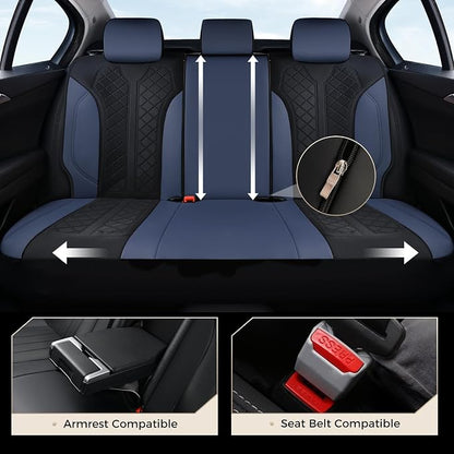 Coverado Car Seat Covers Full Set, Leather Seat Covers, Waterproof Automotive Protectors 5-Seat, Luxury Universal Fit Seat Covers for SUV, Truck, Sedan and Most Vehicles All-Weather