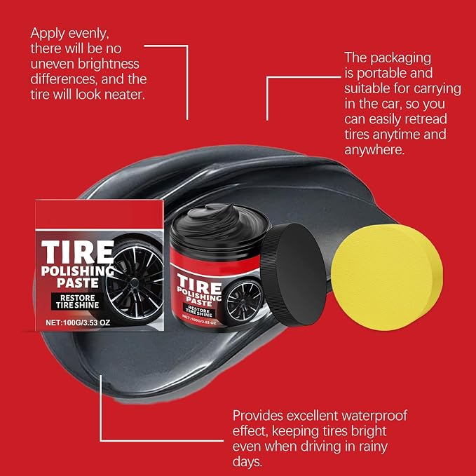 Tire Shine with Applicator 100g Tire Polishing Paste for Cars Trucks Motorcycles RVs & More