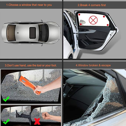 LUXON Emergency Tool,8-in-1 Car Safety Tool:Window Breaker,Seat Belt Cutter,LED Flashlight Rescue Tool USB Charger,SOS Light, Hand Cranking Charge, Magnetic for Vehicle Escape/Field Survival,Hiking