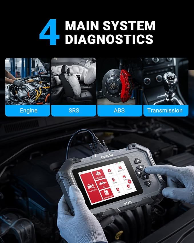 2026 GOOLOO DS600 OBD2 Scanner with Touchscreen –No Subscription, Lifetime Free Use&Update, ABS/SRS/Transmission Car Scanner Diagnostic Tool, 9+ Reset Services, AutoVIN, Supports FCA CANFD
