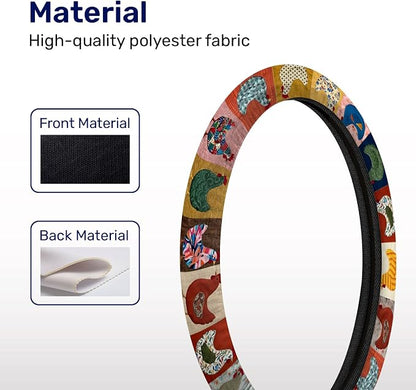 GENANY Chicken Farm Steering Wheel Cover, Non Slip Polyester Car Wheel Protector for Car SUV Truck, Universal 15 Inch