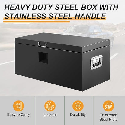 36" Truck Tool Box,Heacy Duty Metal Storage Organizer with Strong locking tongue,Trailer Tongue Box with Safe Hinge, for Truck,Pickup,RV,Garage,Best gift for family and friend,Black Power Coating
