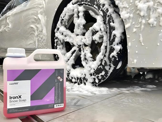 CARPRO IronX Snow Soap - Car Wash Pre-Wash Cleaner and Degreaser on Paint, Glass, Wheels, Headlights, Plastic Trim - Remove Old Wax & Brake Dust- Gallon (135oz)