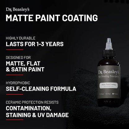 Dr. Beasley's Mini Matte Kit with Accessories - Instant Bonding Coating, 2+ Years of Protection with Body Wash, Final Finish, Paint Cleanser, Matte Paint Coating