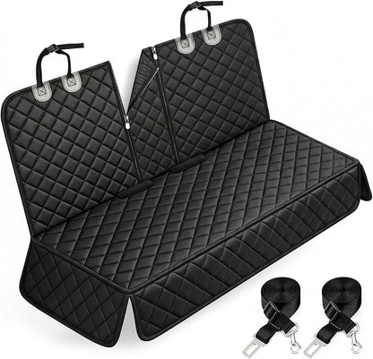 Yuntec Pet Car Seat Cover Back Seat Cover for Dogs Waterproof Dog Car Seat Cover Protector Scratchproof Durable Rear Seat Cover fits Middle Armrest for Cars Suvs Truck (57” Width) - Black