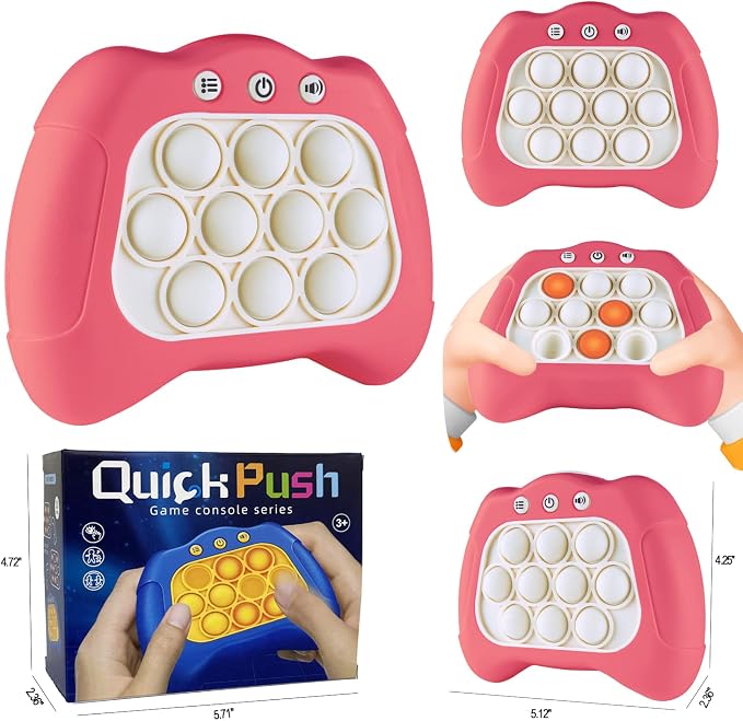 Intoypad Pop The Target! Handheld Speed Push Game Machine: A Fun Multiplayer Game for Family. Sensory Fidget Toy Christmas Toys Gifts for 6 7 8 9 10 11 12 Years Old Kids Road Trip Car Games Kids Pink
