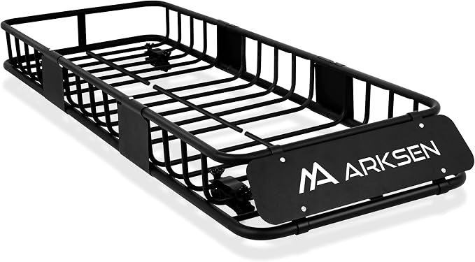 ARKSEN 64"x23"x6" Skinny Roof Rack Cargo Carrier Basket, Heavy Duty Weather Resistant Top Mount Cargo Rack, Luggage & Camping Gear Storage for Car, Truck or SUV Transport