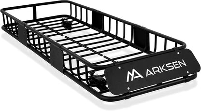 ARKSEN 64"x23"x6" Skinny Roof Rack Cargo Carrier Basket, Heavy Duty Weather Resistant Top Mount Cargo Rack, Luggage & Camping Gear Storage for Car, Truck or SUV Transport