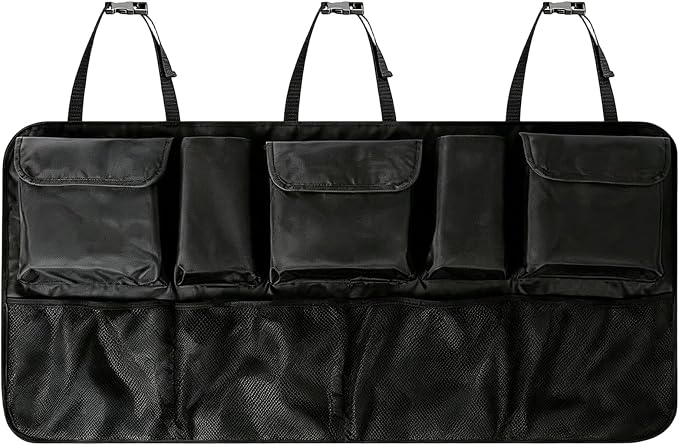Car Trunk Organizer Large Capacity Back Seat Car Organizer with 8 Pockets Collapsible Car Storage Bag for SUV, Truck, MPV 42.5"*20" - Car Accessories Black