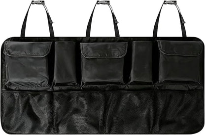 Car Trunk Organizer Large Capacity Back Seat Car Organizer with 8 Pockets Collapsible Car Storage Bag for SUV, Truck, MPV 42.5"*20" - Car Accessories Black