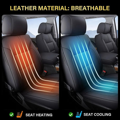 Coverado Full Set Seat Covers Faux Leather(Black) Easy Install,Waterproof, Custom Fit Chevy Silverado/GMC Sierra (2007-2013/2019-2025 1500; 2020-2025 2500HD/3500HD) Crew/Double/Extended Cab