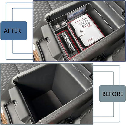 EDBETOS Acadia Center Console Organizer Tray Compatible with GMC Acadia Accessories 2017-2023, SL SLE SLT AT4 Denali Armrest Box Insert Tray Interior Secondary Armrest Storage Box,ABS Red Trim