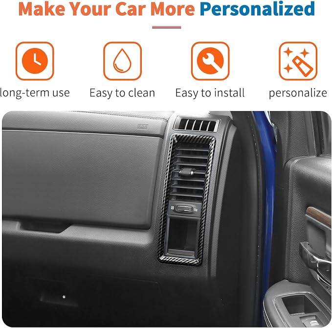 JeCar 4pcs Carbon Fiber Interior Trim Kit for 2010-2017 Dodge Ram 1500 Interior Accessories