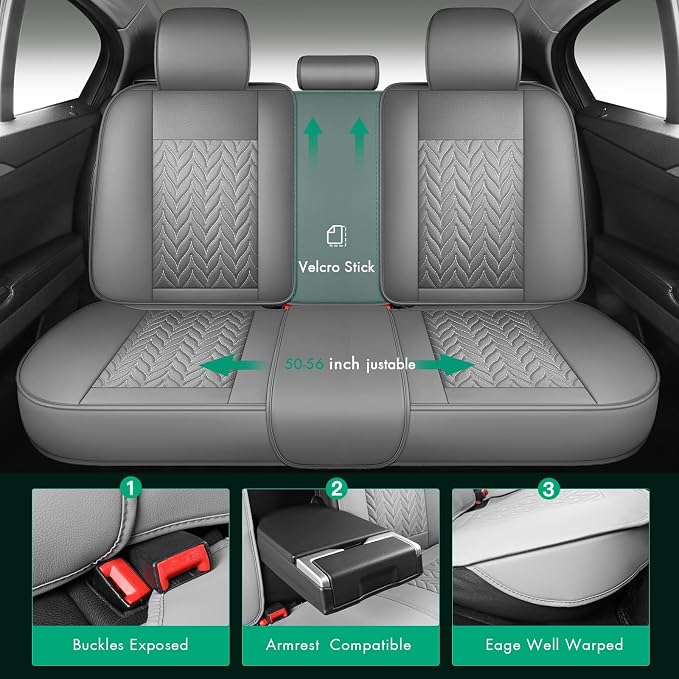 SCITOO Seat Covers,Universal Car Seat Covers Full Setwater-resistant Automotive Seat Covers Vehicle Seat Covers Car Seatshelteror Seat Covers Set for Cars SUV Pick-up Truck Sedan (Full Set, Gray)