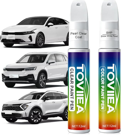 Serenity White Pearl(SWP) Touch Up Paint Compatible with KIA,2-In-1 Car Scratch Remover Pen,Car Paint Scratch Repair Kit for Scratches,Chips & Nicks,2-PCS SET