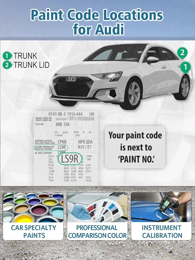 LY9B Brilliant Black Touch Up Paint for Audi, Exact Color Match Car Paint Scratch Repair Remover Pen Kit Quick & Easy Fix Vehicle Chips and Automotive Nicks Scuff