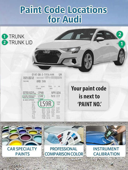 LY9B Brilliant Black Touch Up Paint for Audi, Exact Color Match Car Paint Scratch Repair Remover Pen Kit Quick & Easy Fix Vehicle Chips and Automotive Nicks Scuff