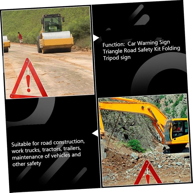 Unomor 4pcs Auto Safety Warning Signs Car Warning Triangle Kit Material Easy to Store Firm Structure for Vehicle Maintenance Construction