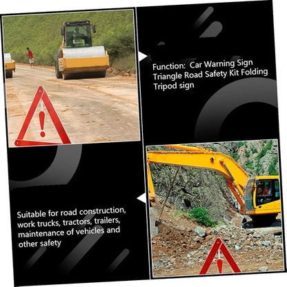 Unomor 4pcs Auto Safety Warning Signs Car Warning Triangle Kit Material Easy to Store Firm Structure for Vehicle Maintenance Construction