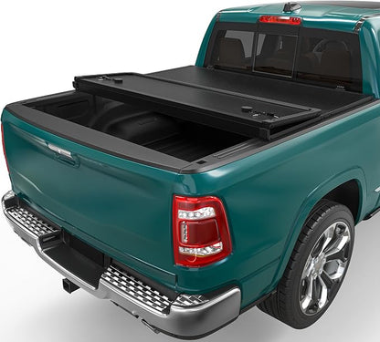 FRP Hard Tri-Fold Truck Bed Tonneau Cover Fit for Dodge Ram 1500 2002-2026 (Classic & New), Fit for Dodge Ram 2500 3500 2003-2026, with 6.4 ft Bed Without Rambox