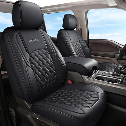 Huidasource Dodge Ram Seat Covers, Front & Rear Pickup Truck Leather Seat Cover Fit for 2009-2018 1500, 2010-2025 2500/3500 Crew Mega Cab, 2019-2025 ram 1500 Classic only (Full Set/Black)