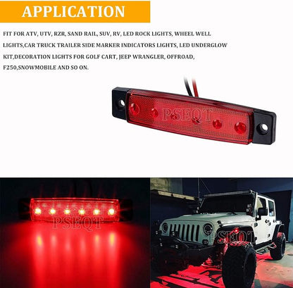 PSEQT 10 Pcs LED Rock Strip Lights Car Underglow Wheel Fender Well Lighting Kits Waterproof for Golf Cart Wrangler Offroad Truck RV UTV ATV Snowmobile (Red)