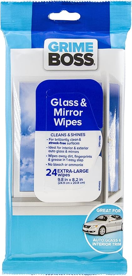Grime Boss Car Cleaning Auto Kit | Features Heavy Duty Hand & Surface Wipes, Microfiber Cloths, and Glass & Mirror Wipes