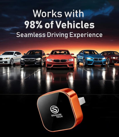 Wireless Car Play Adapter & Car Play Wireless Adapter 2-in-1, SHALOM TECH 5.8GHz Wired to Wireless Dongle, Plug & Play for Factory Wired CarPlay Cars, USB A USB C (Orange).